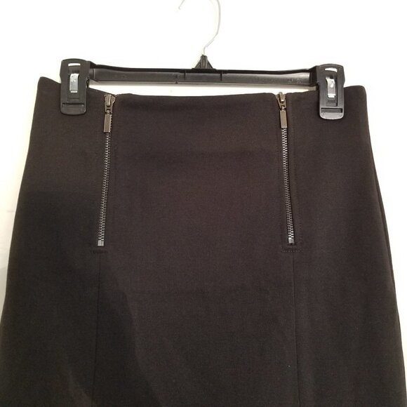 BCBGeneration Double Zipper Black Mini Skirt Sz 6 - Picture 3 of 7